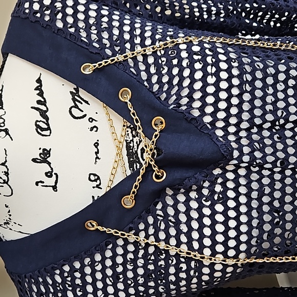 PenSeption Concept SEE-THROUGH Top with Gold chain accent, navy blue, medium - Picture 2 of 6